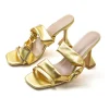 Metallic Ruched Square-toe High Heels Sandals>MICAS Hot