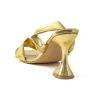 Metallic Ruched Square-toe High Heels Sandals>MICAS Hot