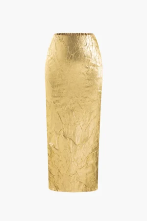 Metallic Textured Midi Skirt>MICAS Clearance