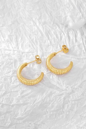 Metallic Twisted Braided C-Shaped Earrings>MICAS Fashion