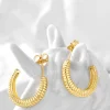 Metallic Twisted Braided C-Shaped Earrings>MICAS Fashion