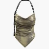 Metallic V-hem Halter Top>MICAS Sale
