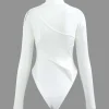 Mock Neck Asymmetric Paneled Cut Out Bodysuit>MICAS Outlet
