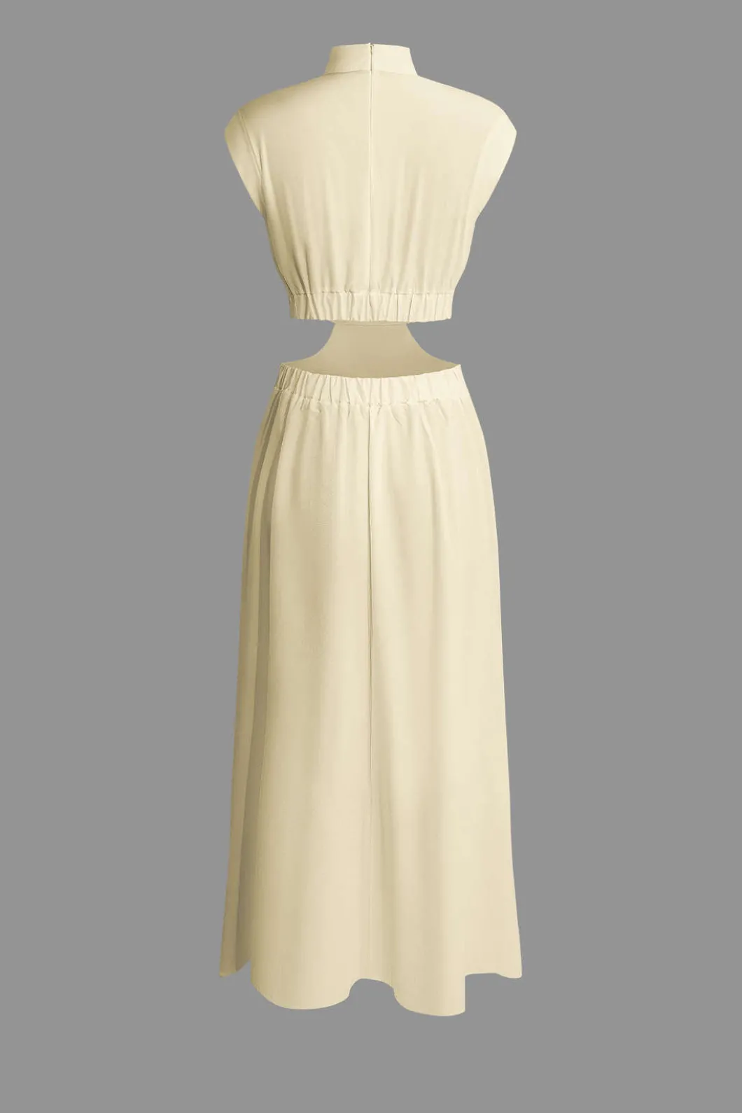 Mock Neck Cut Out Pleated Maxi Dress>MICAS New