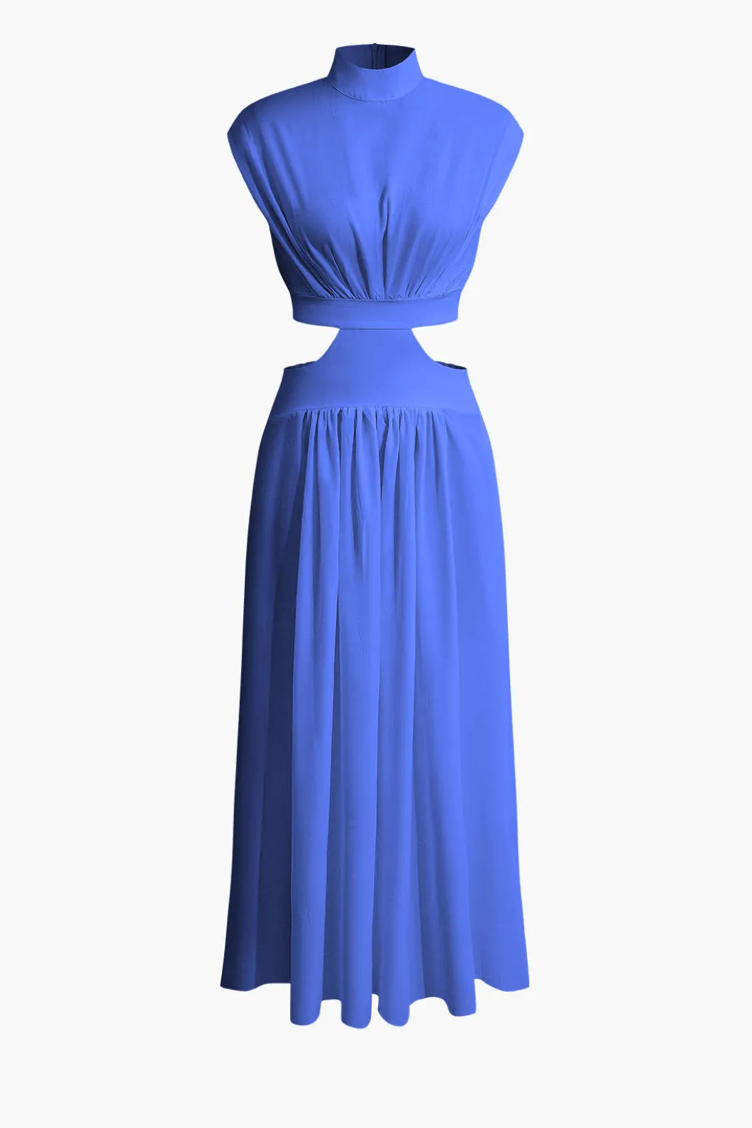 Mock Neck Cut Out Pleated Maxi Dress>MICAS New