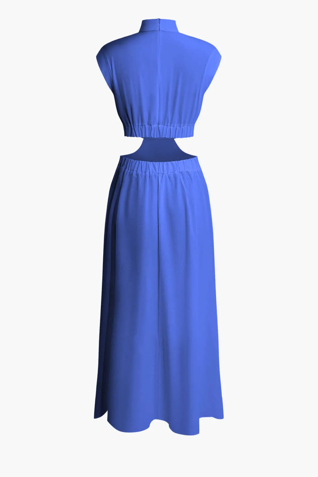 Mock Neck Cut Out Pleated Maxi Dress>MICAS New
