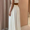 Mock Neck Cut Out Pleated Maxi Dress>MICAS New