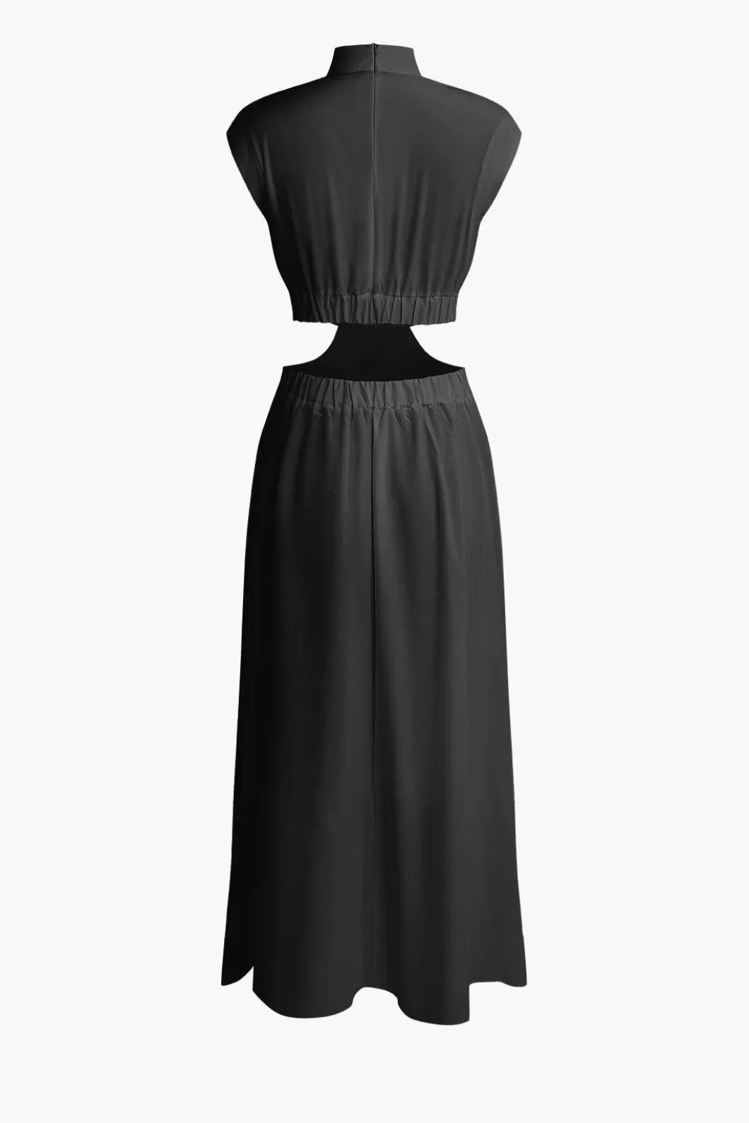 Mock Neck Cut Out Pleated Maxi Dress>MICAS New