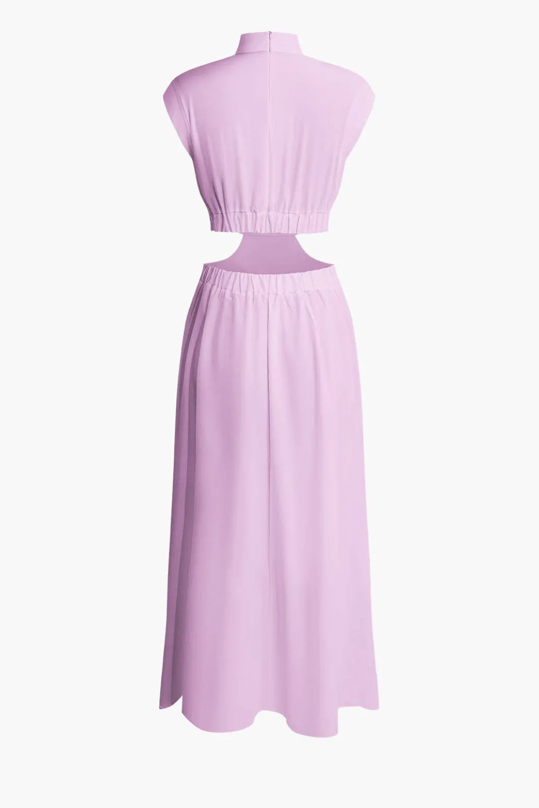 Mock Neck Cut Out Pleated Maxi Dress>MICAS New