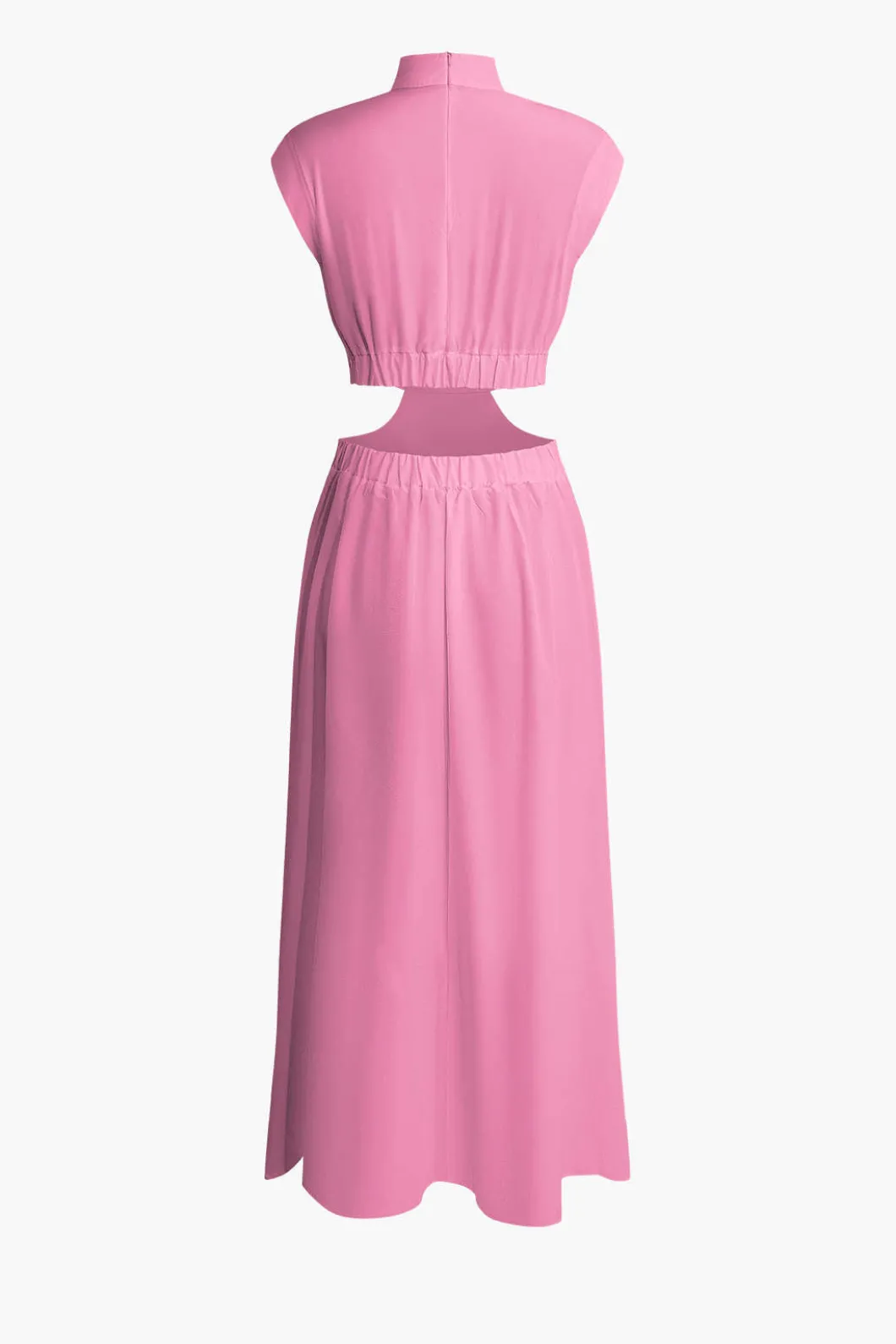 Mock Neck Cut Out Pleated Maxi Dress>MICAS New