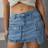 Multi Pocket Denim Mini Cargo Skirt>MICAS Online