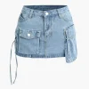 Multi Pocket Denim Mini Cargo Skirt>MICAS Online