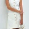 Multi-Button Collared Pocket Mini Dress>MICAS Outlet