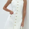 Multi-Button Collared Pocket Mini Dress>MICAS Outlet