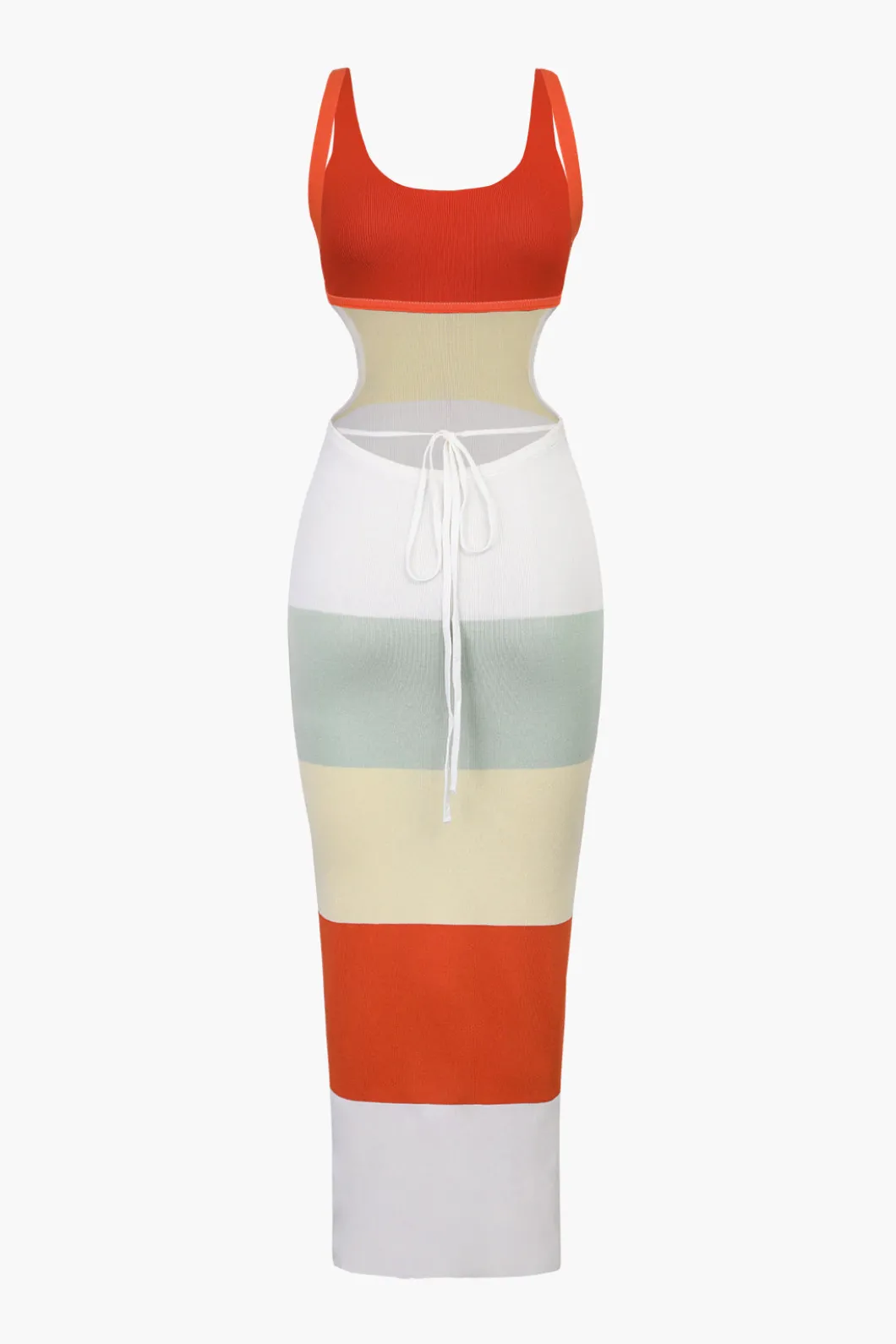 Multicolored Stripe Knitted Backless Maxi Dress>MICAS Sale