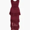 Multilayer Ruffle Slip Maxi Dress>MICAS New