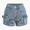 Multi-Pocket Denim Cargo Shorts>MICAS Hot