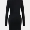 Neck Ring Long Sleeve Mini Dress>MICAS Online