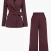 Notched Lapel Belted Blazer And Trousers Set>MICAS Online