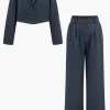 Notched Lapel Blazer And High Waist Trousers Set>MICAS New