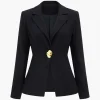 Notched Lapel One Button Blazer>MICAS Outlet