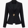 Notched Lapel One Button Blazer>MICAS Outlet
