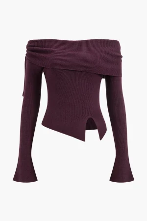 Off Shoulder Drawstring Sweater Long-Sleeve Top>MICAS Hot