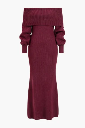 Off Shoulder Long Sleeve Sweater Dress>MICAS Sale