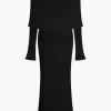 Off Shoulder Open Knit Maxi Dress>MICAS Best