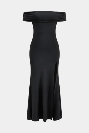 Off Shoulder Slit Sleeveless Maxi Dress>MICAS Outlet