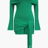Off Shoulder Twist Front Knit Mini Dress>MICAS Outlet