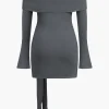 Off Shoulder Twist Front Knit Mini Dress>MICAS Outlet