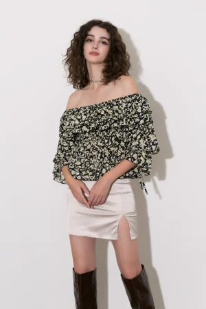 Off-The-Shoulder Chiffon Peplum Top>MICAS Discount