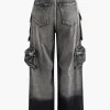 Ombre Multi Pocket Wide Leg Cargo Jeans>MICAS Discount