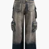 Ombre Multi Pocket Wide Leg Cargo Jeans>MICAS Discount