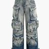Ombre Multi Pocket Wide Leg Cargo Jeans>MICAS Discount