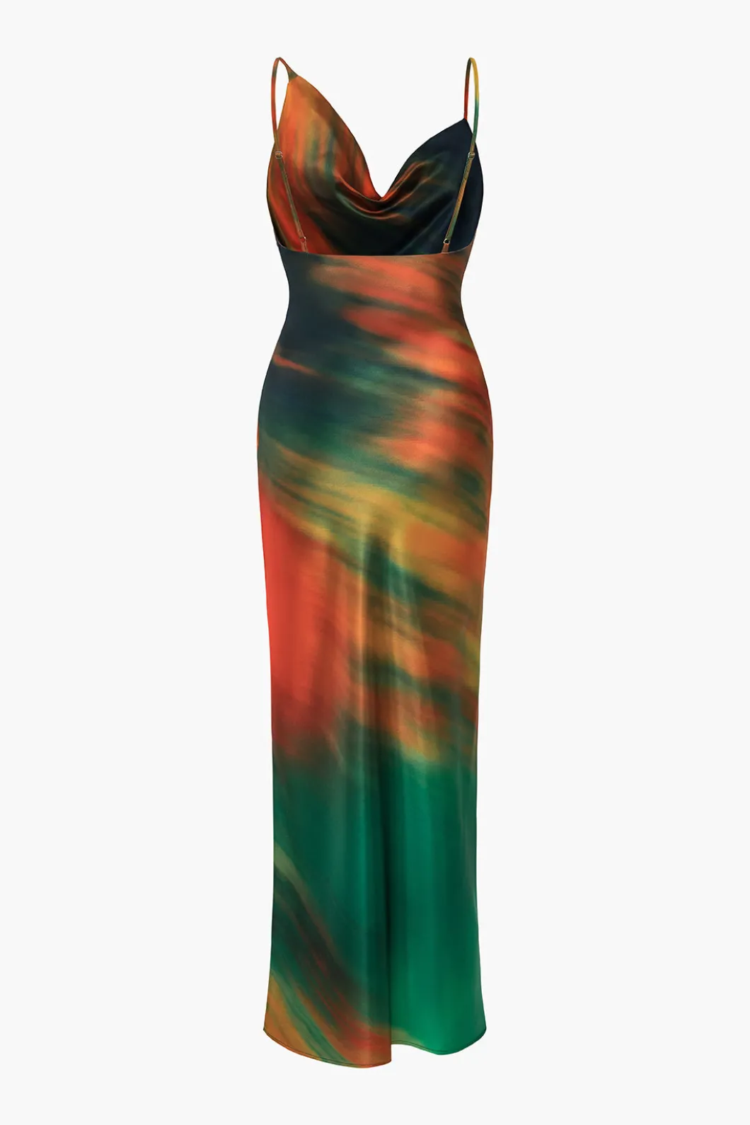 Ombre Print Cowl Neck Asymmetrical Slip Maxi Dress>MICAS Best