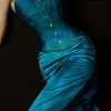 Ombre Print Satin Tie Back Strapless Tube Top>MICAS Best