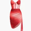 Ombre Ruched Mesh Bustier Slip Mini Dress>MICAS Best