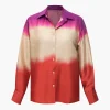 Ombre Satin Long Sleeve Shirt>MICAS Outlet