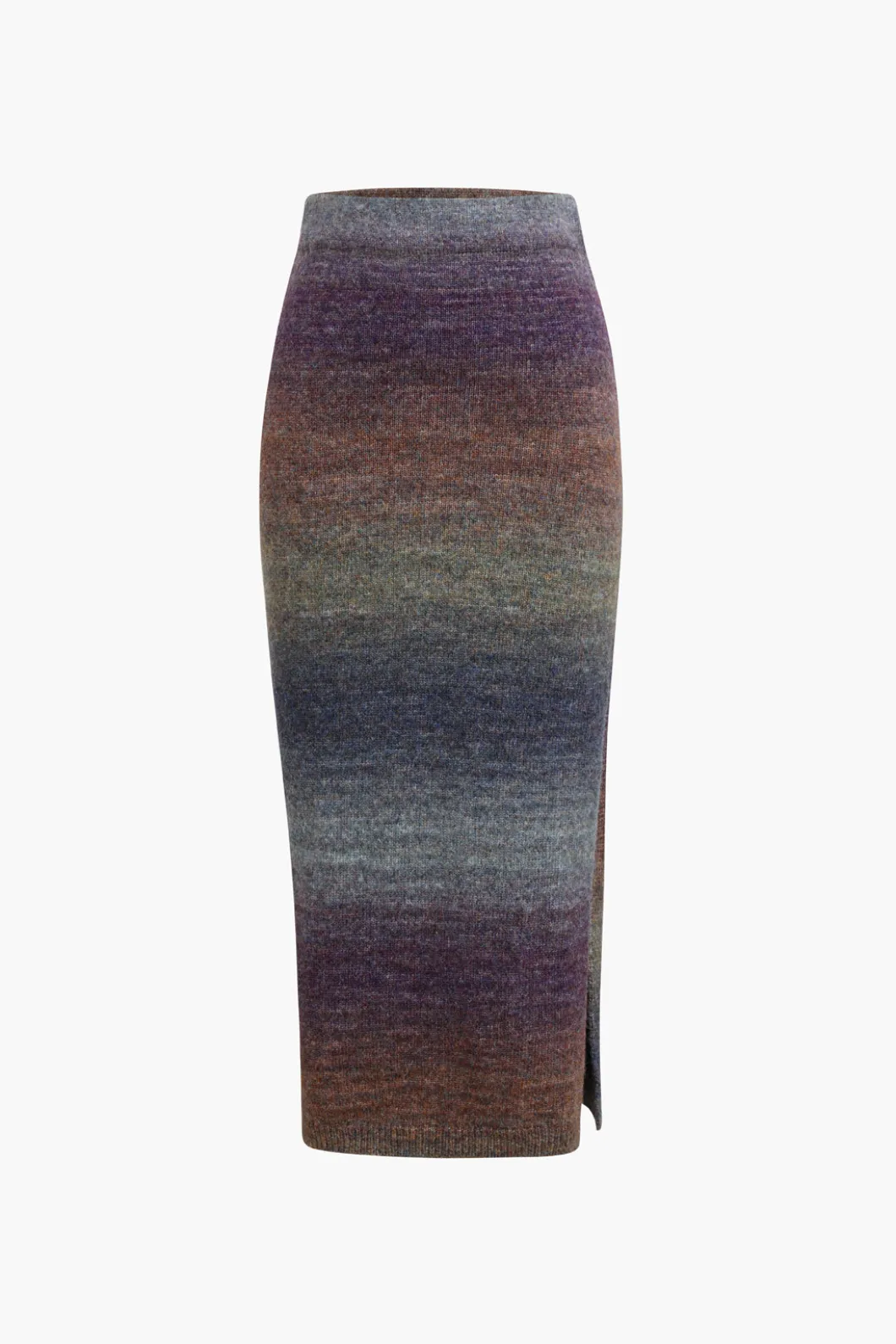 Ombre Side Slit Knit Midi Skirt>MICAS Online