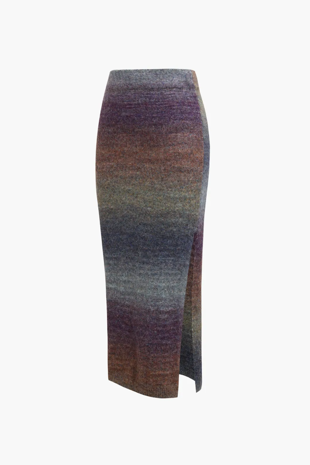 Ombre Side Slit Knit Midi Skirt>MICAS Online