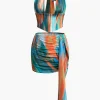 Ombre Tie Halter Tank Top And Mini Skirt Set>MICAS Outlet