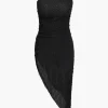 One Shoulder Asymmetric Midi Dress>MICAS Fashion