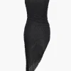 One Shoulder Asymmetric Midi Dress>MICAS Fashion