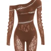 One Shoulder Cut Out Lace Romper>MICAS Hot