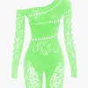 One Shoulder Cut Out Lace Romper>MICAS Hot