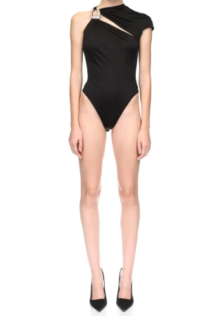 One Shoulder Ruched Short Sleeve Bodysuit>MICAS Clearance