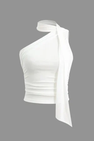 One-shoulder Tank Top With Scarf>MICAS Outlet