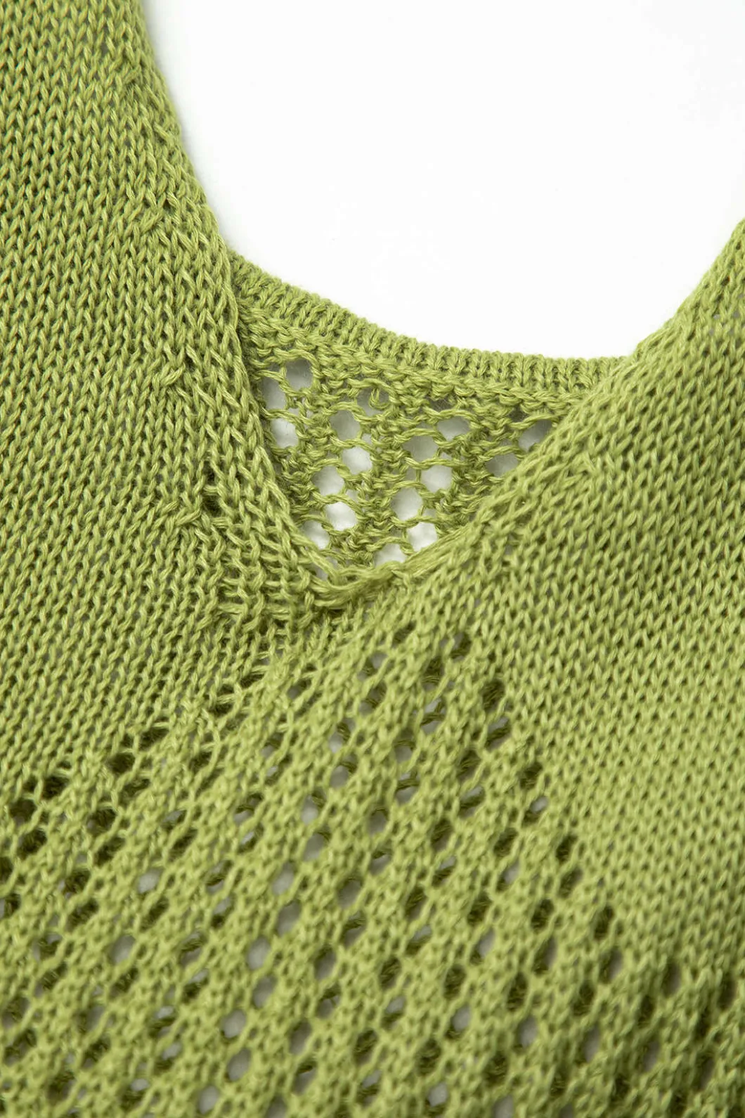 Open Knit Ruffle Hem Cami Mini Dress>MICAS New